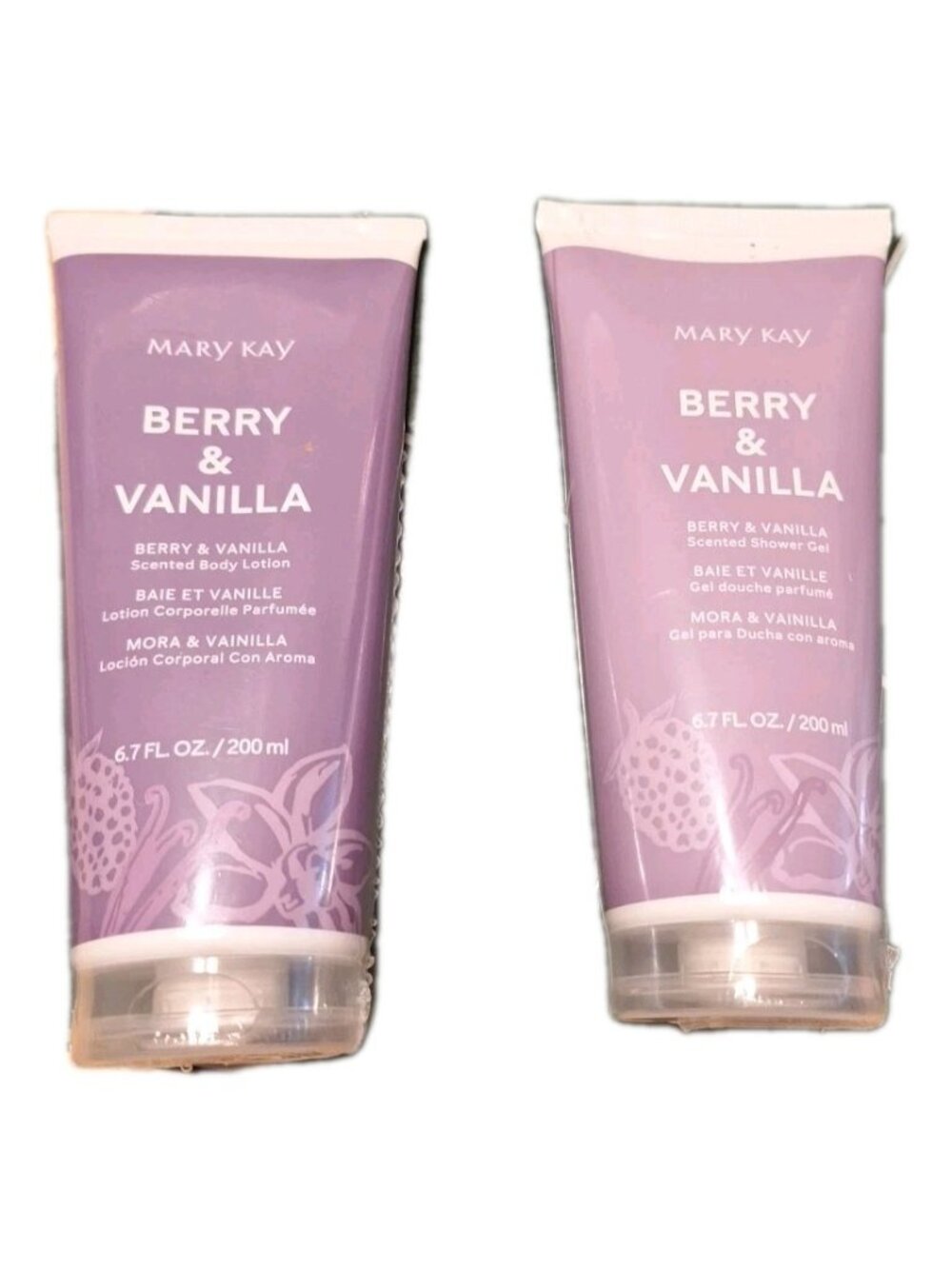 Mary Kay Cosmetics Berry And Vanilla Shower Gel And Body Lotion 6.7 Ounces NEW